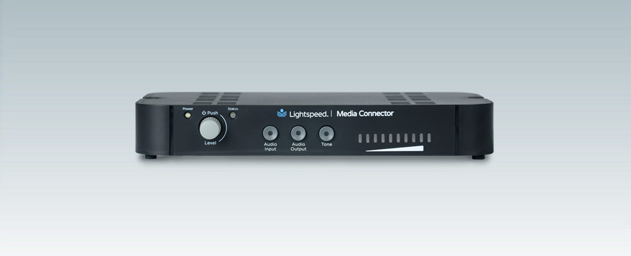 Lightspeed media connector for media integrated audio.